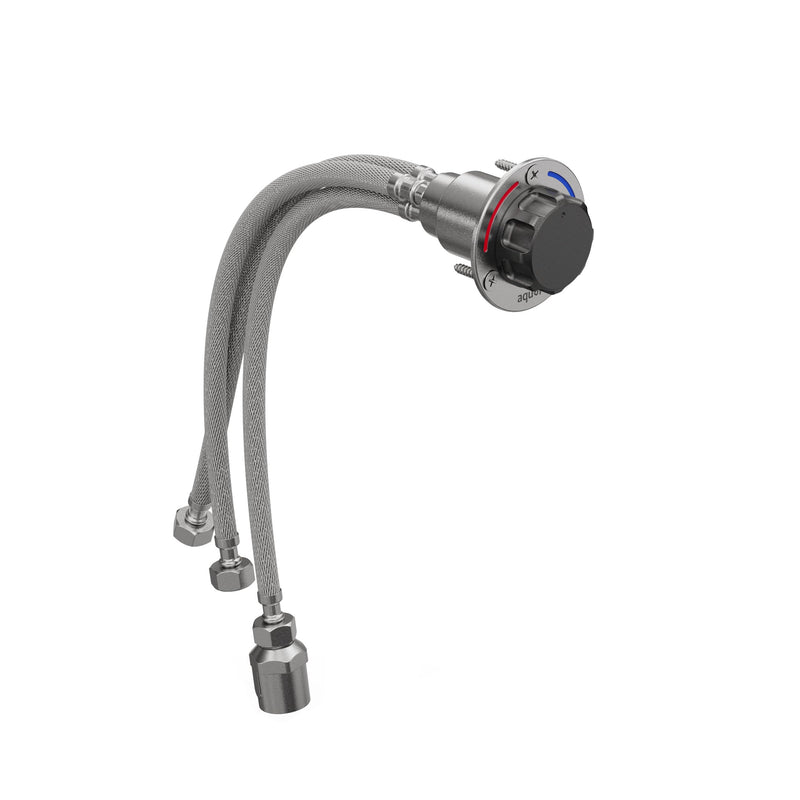 Aquor RV/Marine Hot+Cold Mixing Valve, Compact G1/2 inch Thermostatic Mixing Valve with Hot/Cold Temperature Control, Hydrant Pairing for Boat, Marine, and RV Outdoor Shower, Stainless Steel