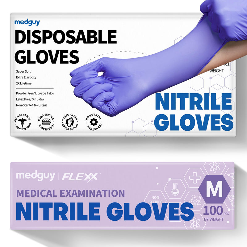 Medical Nitrile Exam Gloves, 4.5 Mil Powder-Free Latex-Free Food-Safe Clean Protective Disposable Glove Purple 100Pcs Medium (Purple)