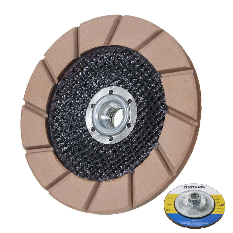 5 inch Transitional Concrete Grinding Wheel,5/8"-11 Arbor Ceramic Bond Cup Wheels for Concrete Smoothing Polishing,100 Grit 5 Inch 100 Grit
