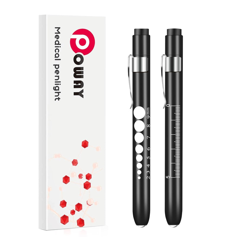 Pen Lights Medical with Pupil Gauge and Ruler LED Pen Lights for Nurses Doctors Nursing Pen Light with 4 Batteries Free 2pcs Black Penlight Nurse Penlights for Nurses Pen Light for Nurse Accessories
