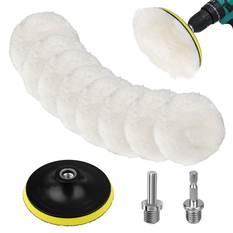 Linkstyle 11PCS 5in Wool Polishing Buffing Pad Kit, Car Polishing Kit for Drill Buffer Attachment with M14 Drill Adapter
