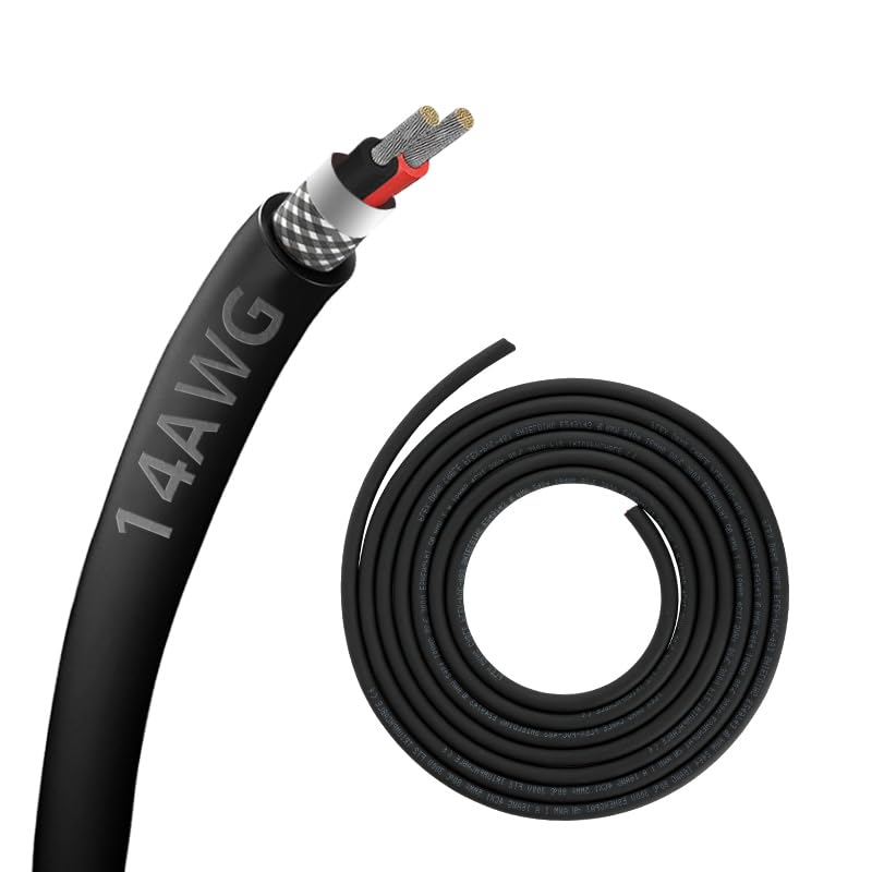 14AWG 14/2 2 Core Shielded Wire CNC Wire (18FT) UL2464 Tinned Copper Core 14 Gauge Cable Speaker Wire for CNC Router Machine, CNC VFD Spindle, Electrical Appliance, Transformer and 3D Printer,etc 18FT 14AWG-2Core