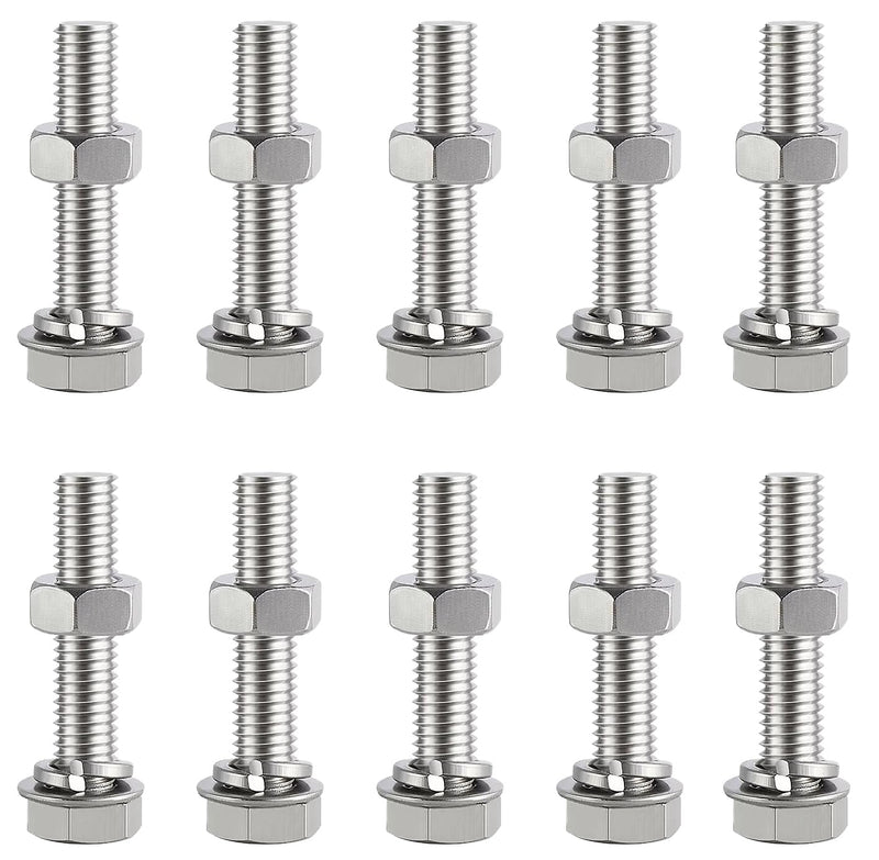 1/4-20 x 5 Hex Bolt Set, Fully Threaded Stainless Steel 18-8, Plain Finish 1/4-20 x 5" Hex head