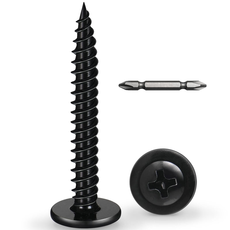 #8 x 2 Inch Wood Screws Phillips Modified Truss Head Stainelss Steel 410 Self Tapping Metal Screws,Black Zinc Plated(0.5Ib,50Pcs) 8 x 2" 0.5lb Box