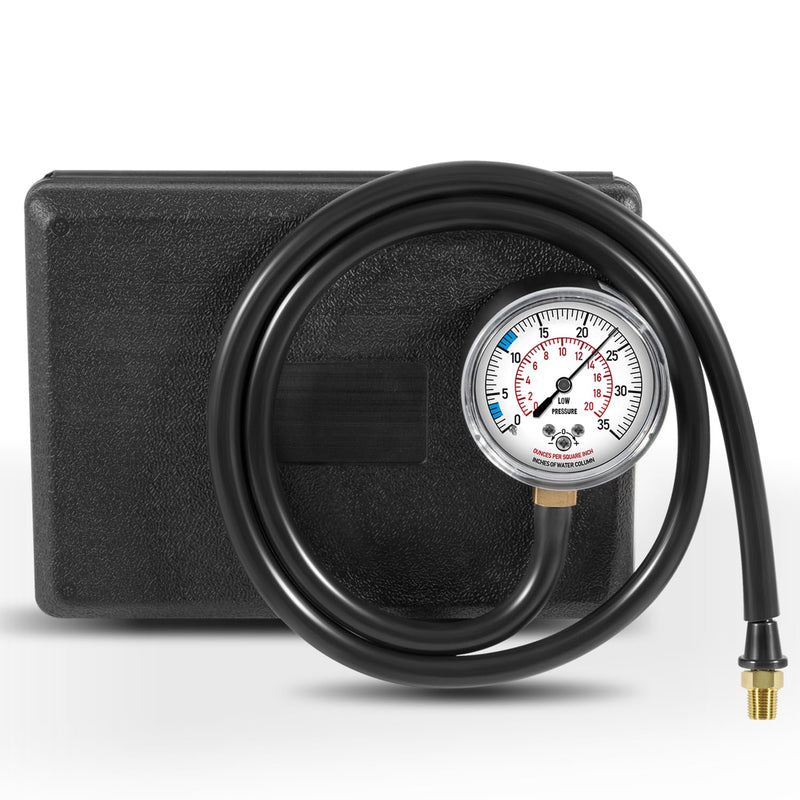 Natural Gas or LP Gas Manifold Pressure Test Kit, LP Gas Pressure Tester, Gas Manometer, Natural Gas Meter, with 1/8” NPT Brass Connector, 40" Hose, 0-35" W.C