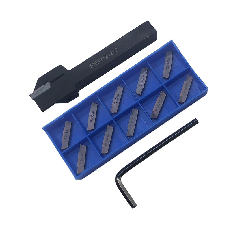 13pcs Lathe Grooving Tool Holder Grooving Cut-Off Tool Holder MGEHR1212-2 with 11pcs MGMN200-G Indexable Carbide Grooving Inserts(MGEHR1212-2+MGMN200) MGEHR1212-2+MGMN200