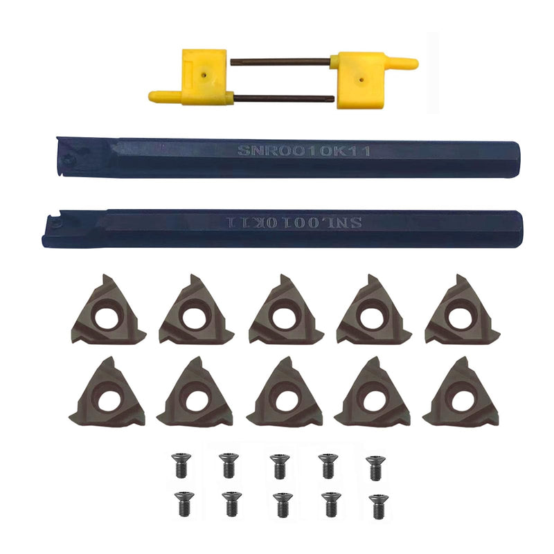 24pcs 3/8inch Lathe Threading Tool Internal Threading Tool Holder SNL0010K11 SNR0010K11 Threading Inserts 11ER AG60 11IR AG60 for Boring Bar Holder