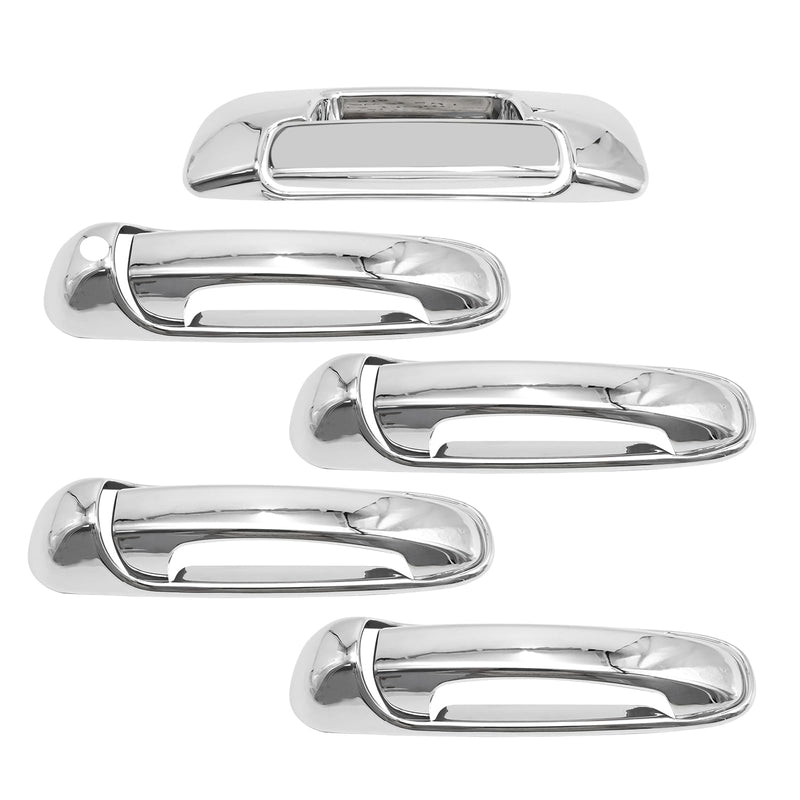 Anxingo 4 Pcs Car Door Handles and 1 Pcs Rear Tailgate Handle Cover Trims, Replacement for Dodge Ram 1500 Pickup 2002-2008, 2500 HD 3500 HD Pickup 2003-2009