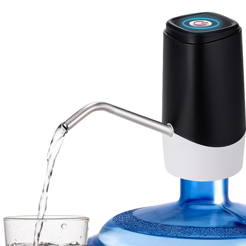5 Gallon Water Dispenser, Portable Automatic Water Jug Pump, Electric Water Bottle Pump with Switch and USB Charging,Mini Water Pump with Silicone Hose for Camping, Home, Office（Black） Black