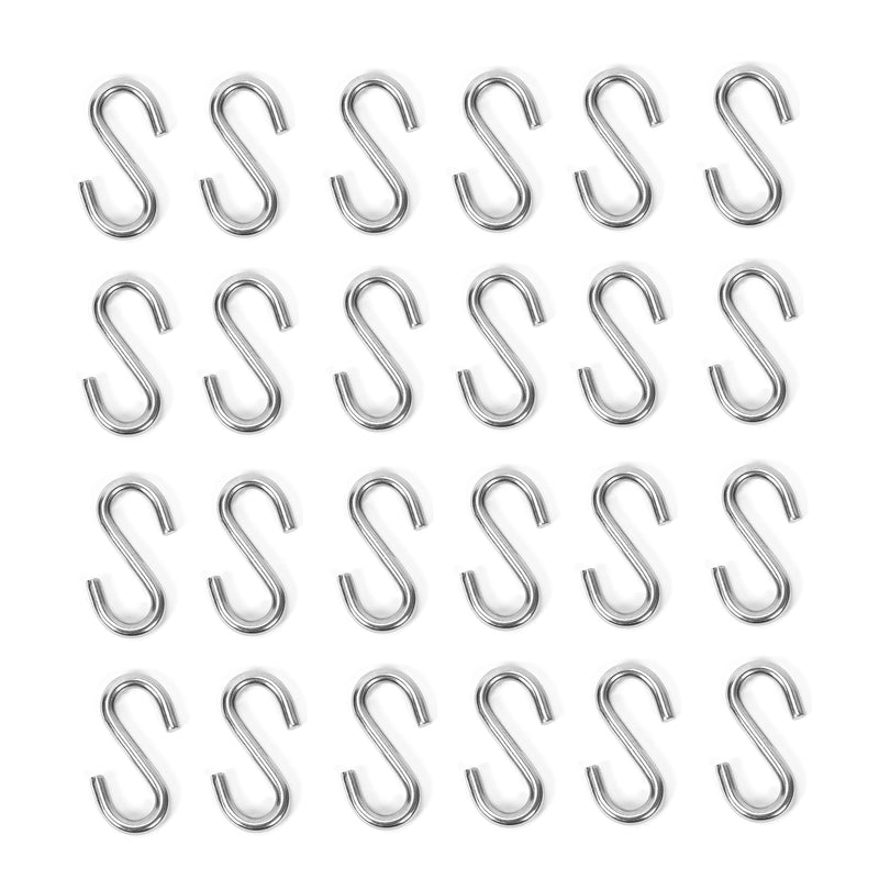 24 pcs. 304 Stainless Steel 1.5 in. S Hooks Chain Hardware for Hanging Products or Items, 88 lb. Capacity