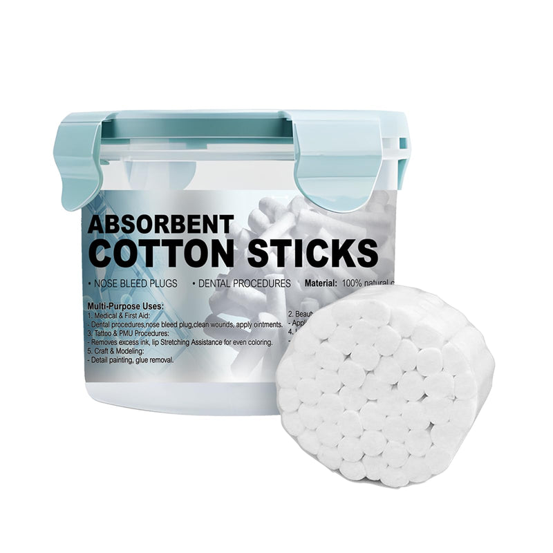 100Pcs Dental Cotton Rolls Nosebleed Plugs for Kids Adults Nose Bleed Stopper Hypoallergenic Mouth Gauze High Absorbent Oral Cleaning with Carry Box (12mm) 12mm