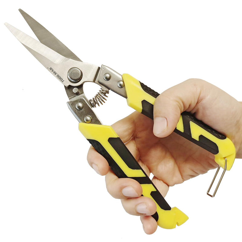 Aviation Tin Snips 8.7 Inch Heavy Duty Industry Scissors Straight Metal Cutter with Comfort Grip and Stainless Steel Blades Multifunction Cutting 8.7in Straight-Blades
