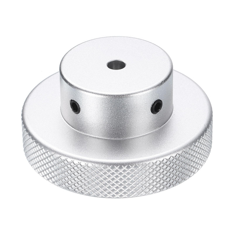 HARFINGTON Aluminum Alloy Handwheel 60mm OD 6mm Bore Aluminum Milling Machine Handle Machine Tool Hand Wheel with Wrench and 2pcs Screws for Milling Machine Lathe, Silver Tone 60mm x 6mm