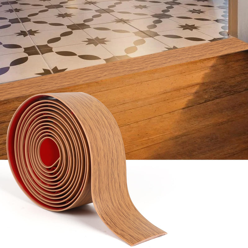 2'' x 10Ft Self Adhesive Floor Transition Strip, Laminate Vinyl Flooring Transition Strip for Joining Floor Gaps, Carpet Threshold, Doorway Transitions, Threshold Cover, Floor Tiles- Brown Wood Grain 2 Inch x 10 Feet