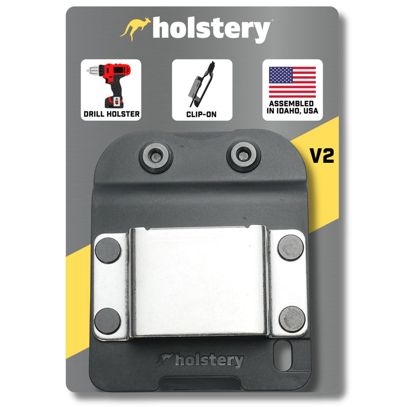 Holstery DriverMaster | Clip-On Tool Belt Drill Holder - Simple Hook Holster for Cordless Drill, Impact, Nailer, Tape Measure, or Any Tools with Hanger Clips DriverMaster V2