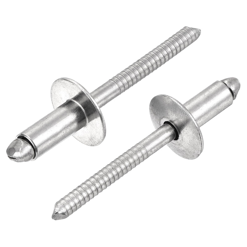 uxcell 50Pcs 1/4"x1/2" 304 Stainless Steel Large Flange Round Head Rivets, Large Cap Open End Blind Rivets for Construction, Automotive Manufacturing, Aerospace, Shipbuilding (Silver) 1/4"x1/2"