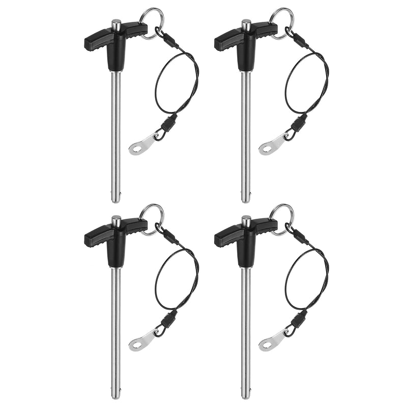 uxcell 4Pcs T Handle Lock Pins, 6mm x 80mm Usage Length Stainless Steel Push-Button Quick Release Pin 4