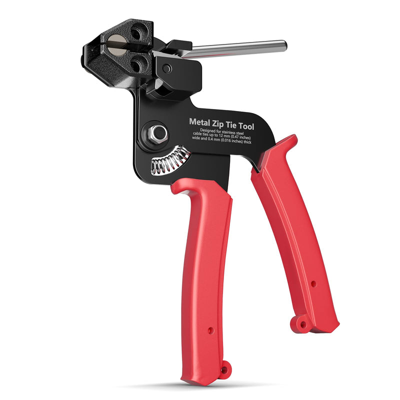 Metal Zip Tie Tool, Heavy Duty Zip Tie Cutter, Fasten and Cut Stainless Steel Cable Ties, for Outdoor Chain Link Fence Ties, Exhaust Pipe and Cables Red