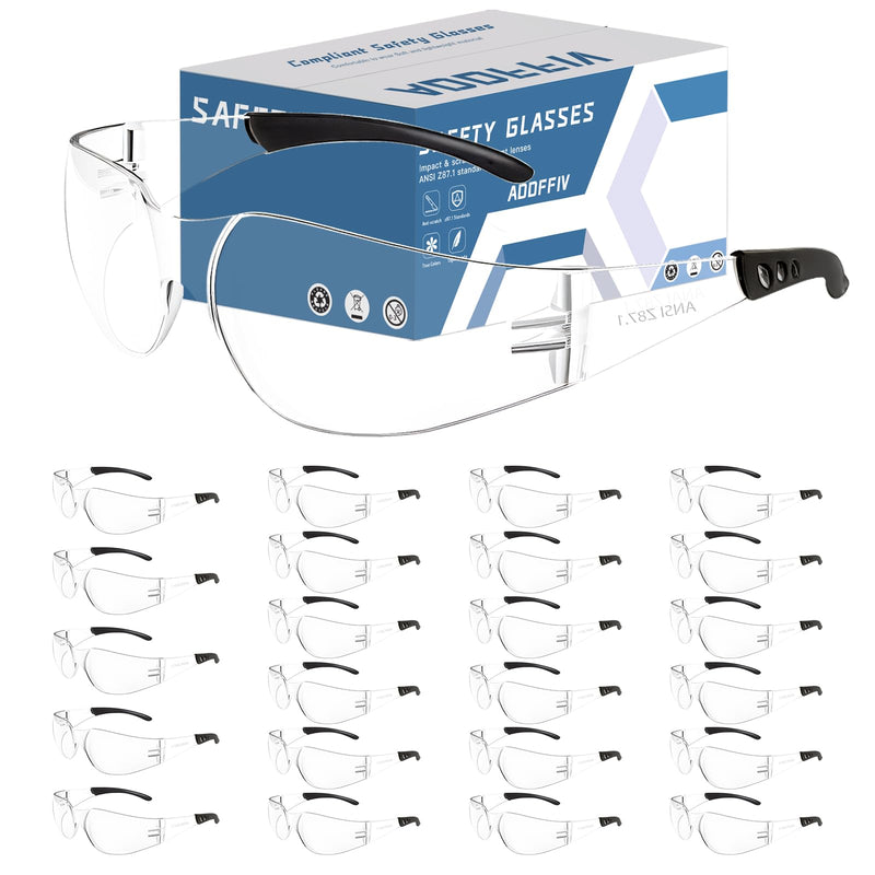 Clear Safety Glasses Bulk of 24,ANSI Z87.1 Impact Resistant Lens Eye Protection for Lab,Construction 24 Clear