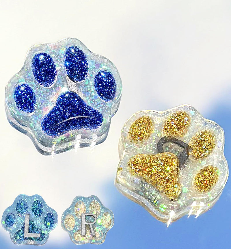Plifal Xray Markers with Lead Initials Paw - X-ray Markers Glitter Blue & Yellow Resin Radiology with Letter Include Reusable Adhesive Tape to Nurse Radiologist Badge Reel Buddy, Easy to Identify Blue Yellow