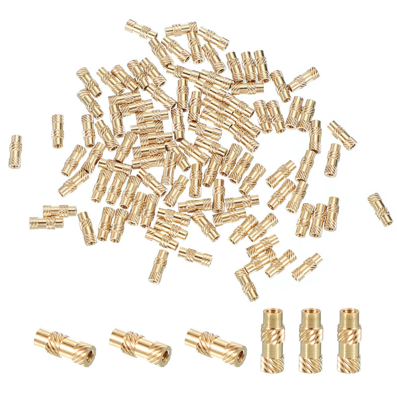 PATIKIL M1.4x6x2.3 mm Brass Threaded Insert, 40 Pcs Metric knurled Nuts Heat Set Insert for Plastic & 3D Printing Components