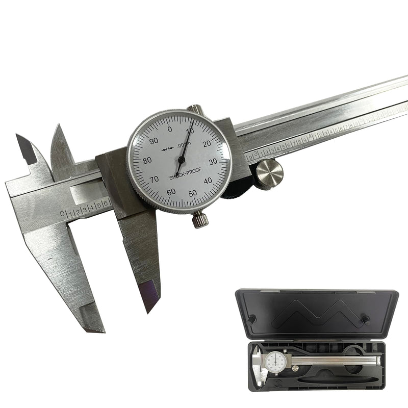 6 Inch Dial Caliper, MFQNENLK 4-Way Measurement Calipers, 0.001 Accuracy Imperial Shockproof Measuring Tool with Plastic Case