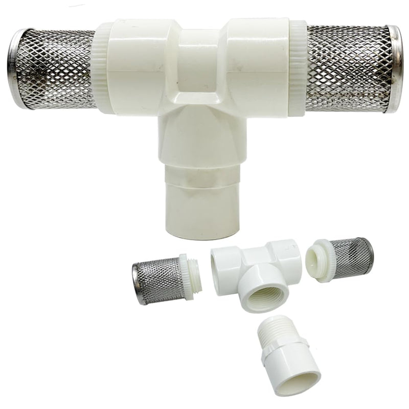 1" T Strainers Steel Filter Cover Connected to 1" PVC DN25 Water Pipe, Suction Hose 1 inch T Strainer Used to Remove Debris and Reduce Solid Entry 1"DN25