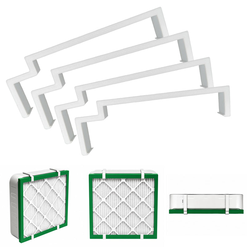 Updated Box Fan Filter Clips for 20 Inch Box Fan, Reusable Air Filter Holder Clips Wider fit for 20x20x1 Furnace Filter, Gap-Reducing 4-Point Holder, No Tape Tool-Free DIY Box Fan Filter Kit, 4 Pcs