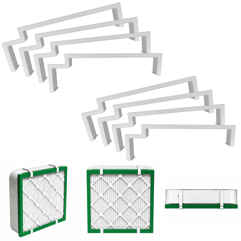 Updated 2 Sets Box Fan Filter Clips, Air Filter Holder Sealed No-Gap for 20 Inch Box Fan, Fits 20x20x1 Furnace Filter, Reusable Tool-Free Filter Kit, No Tape No Mess, White