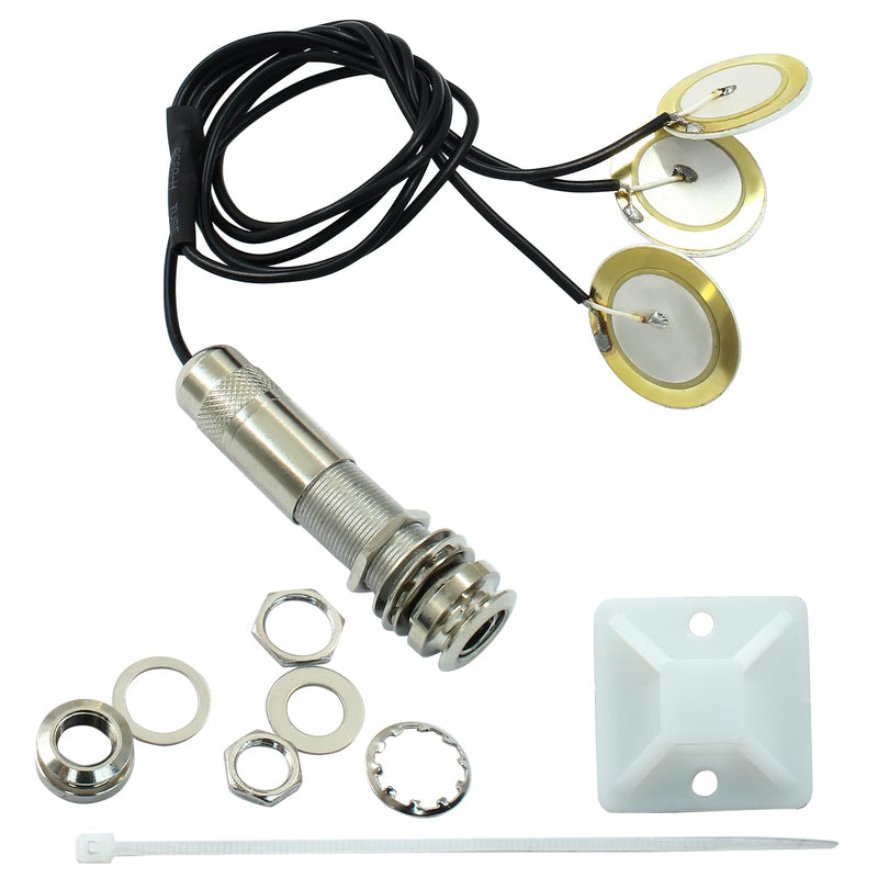 Piutouyar Piezo Pickups Transducer with 2 Pcs Accessories, 3 in 1 Microphone Contact Piezo Pickup for Electronic Acoustic Guitar Violin Ukulele Musical Instruments