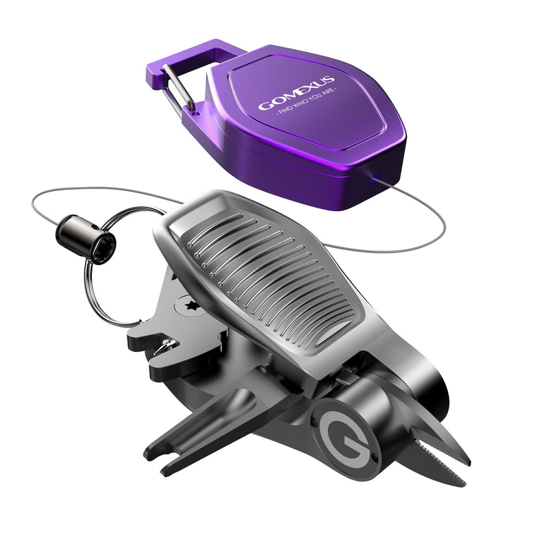 GOMEXUS Sharkbite Fishing Line Cutter with Retractors Fly Fishing Nippers Gray