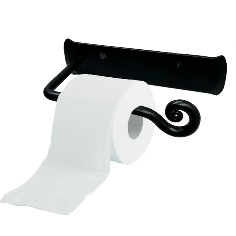 The Metal Magician Handmade Iron Wall Mount Toilet Paper Holder - Durable & Aesthetic Toilet Paper Roll Holder for Bathroom - Modern Farmhouse Bathroom Decor - (Elegant Swirl) - (Black) Elegant Swirl