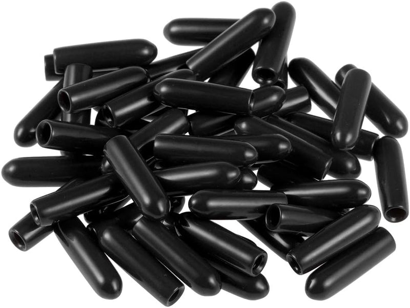 200pcs Rubber End Caps 1.5mm ID Vinyl Round Tube Bolt Cap Cover Screw Thread Protectors Black