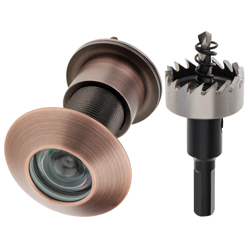 Door Viewer Peephole, Solid Brass 220-degree Peephole with 1-1/10" Drill Bit for 1-21/32" to 2-1/8" Doors, Peep Holes with Privacy Cover (Oil Rubbed Bronze, Top Diameter 1-9/10 inch(47mm)) Top Diameter 1-9/10 inch(47mm) Oil Rubbed Bronze