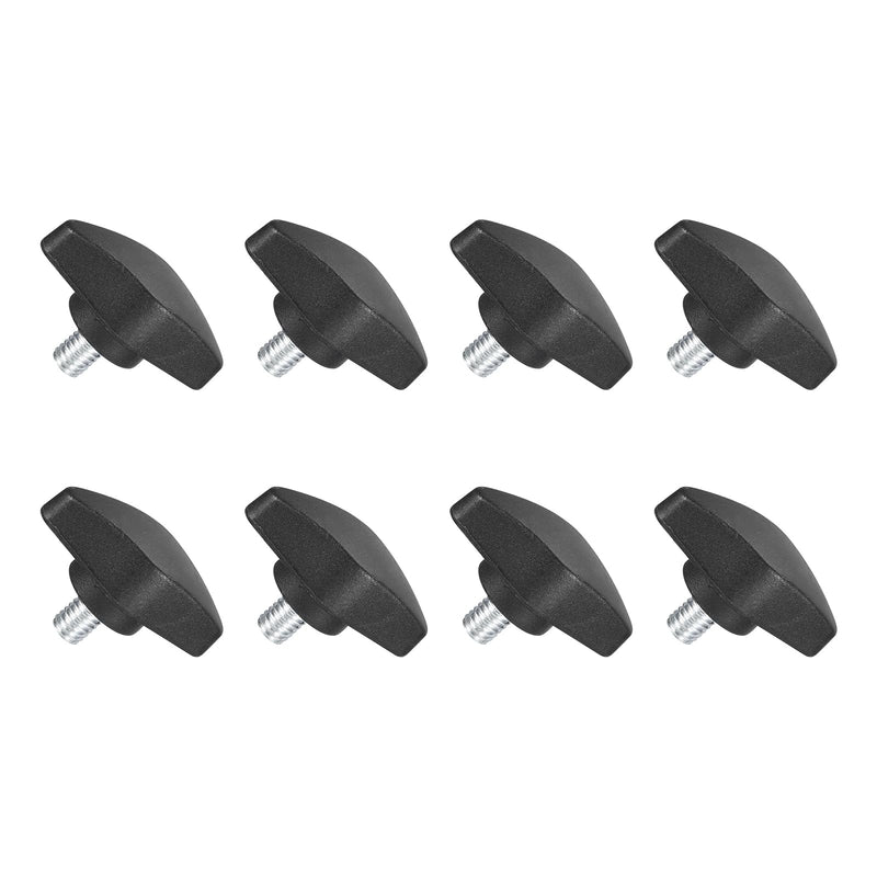uxcell 8Pcs Tee Wing Knobs Thumb Screws, M6 x 8mm Clamping Screw Knob Male Thread Carbon Steel T Shaped Thumb Screws Handle 36mm Dia. for Hand Tightening Knob Replacement, Black
