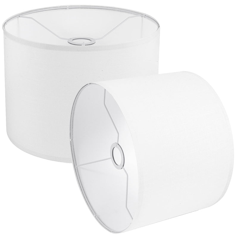 Lamp Shades Set of 2, Small Lamp Cover, White Drum Lampshades 8.7" Top x 8.7" Bottom x 7.9" High, Replacement Lamp Shades Natural Linen for Floor Lamps Table Lamps Chandelier Lamp, Assembly Required