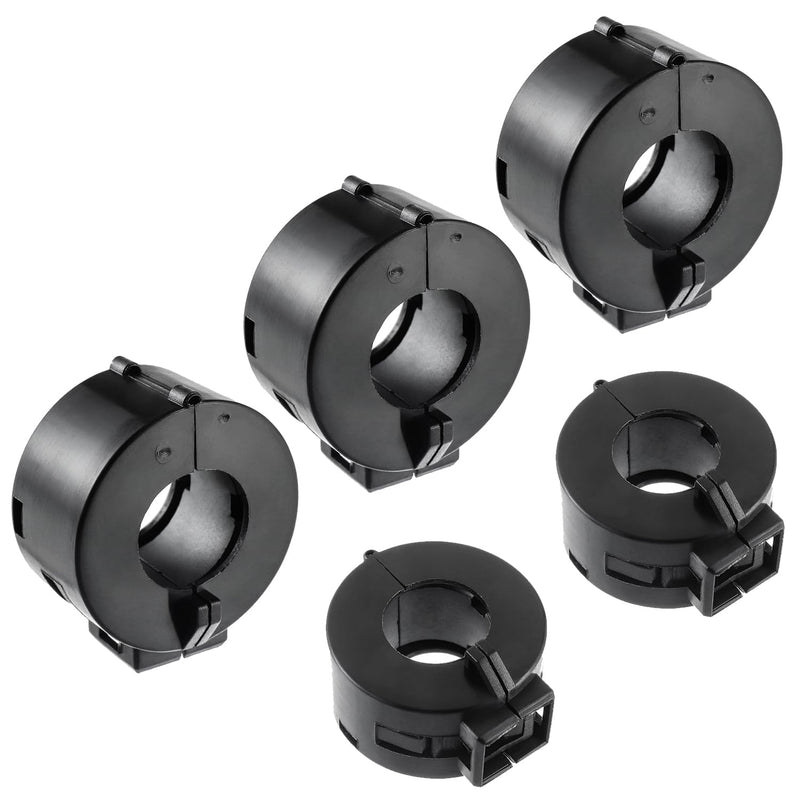 15mm Black Clip-on Ferrite Ring Core RFI EMI Noise Suppressor Cable Clip (5pcs)