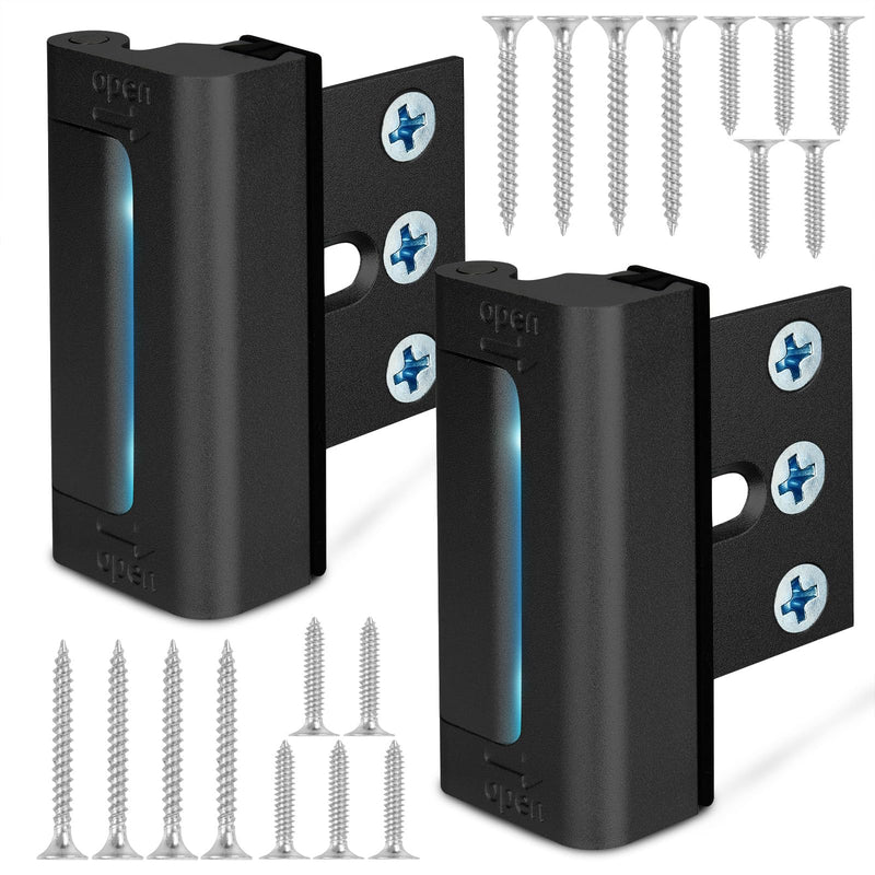 Home Security Door Reinforcement Lock, Upgraded Front Door Locks for Kids Safety Withstand 800 lbs, Child Proof Door Lock, Extra Door Lock from Inside Prevent Unauthorized Entry (2 Pack, Black) 2