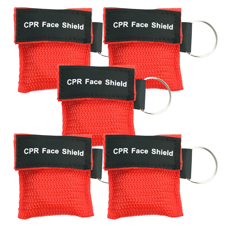 5 Packs CPR Face Shield, One-Way CPR Mask for Pocket Keychain, CPR Emergency Face Shield for First Aid Cardiac Resuscitation Training