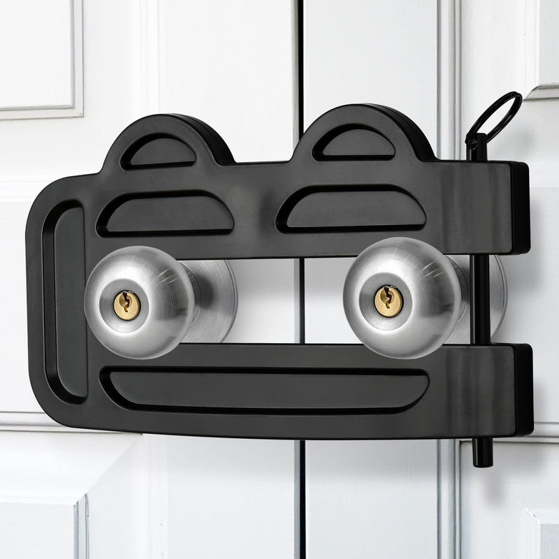 Double Door Locks for French Doors Adjustable Childproof French Door Security, Prevent Kick Ins, 3-Position Pin Slot Safety Unibody Design Reinforcement Lock Prevent Home Unauthorized Entry(Black)