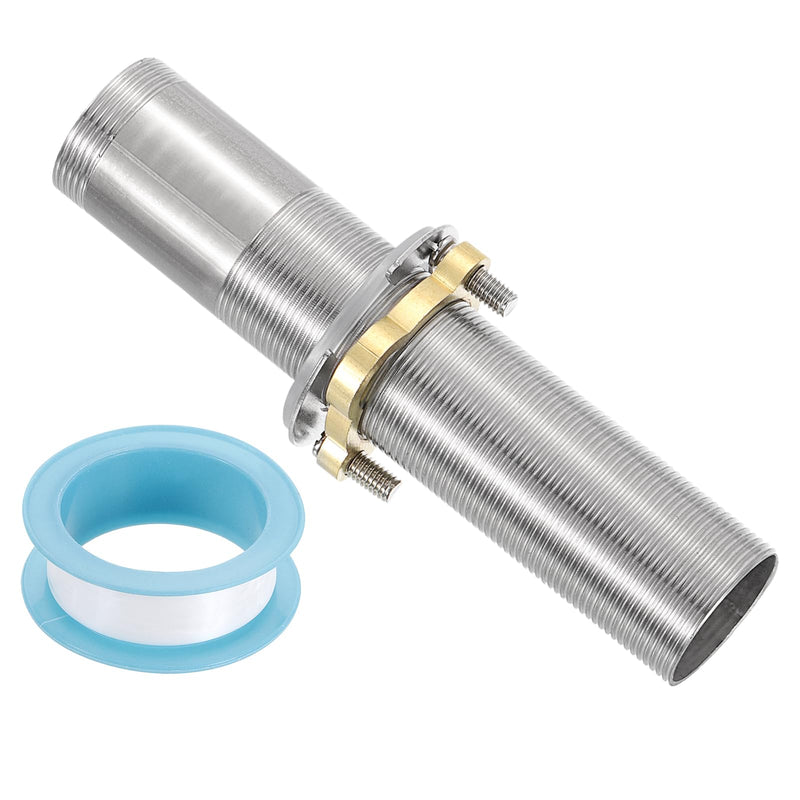 uxcell Faucet Mount Extension Shank 6"x 1.25" Stainless Steel Pipe Faucet Extension Nipple Locknut Kit Extension Threaded Lengthen Fixed High Foot with Nut and Gasket Fittings for Basin - NewNest Australia