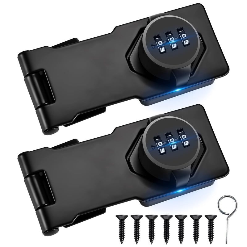2Pcs Combination Cabinet Locks for Baby Proofing - Keyless Closet Door Lock with Screws, 3-Digit Password Code Latches Hardware, Bolt Latch for Barn Door, Bathroom