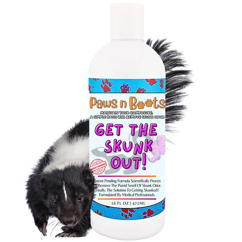Get The Skunk Out! The Most Effective Skunk Odor Removing Shampoo for Pets Ever Made. All-Natural, Safe, Enzymatic Formula. Patent-Pending Technology. Non-Toxic, Safe to Use on All Pets - PawsPlanet Australia