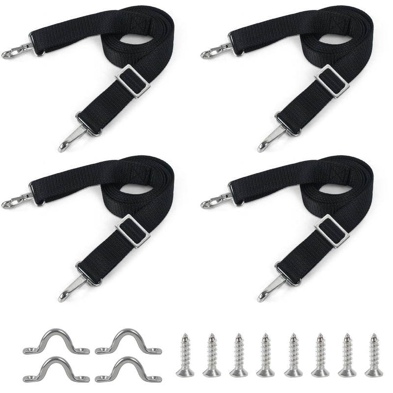 ORLANG Bimini Top Straps with Heavy Duty Stainless Steel Double Snap Hook,Bimini Straps for Boats Adjustable 33.5"- 60",Marine Awning Webbing Straps,Boat Canopy Nylon Straps 4 Pack