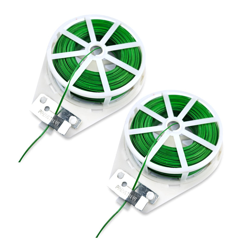 2 Reels 246 Feet (75m) Twist Tie, Green Coated Cable Ties with Cutter, Garden Plant Ties Reusable for Gardening Plants Growth and Care, Indoor Outdoor Home and Office Use