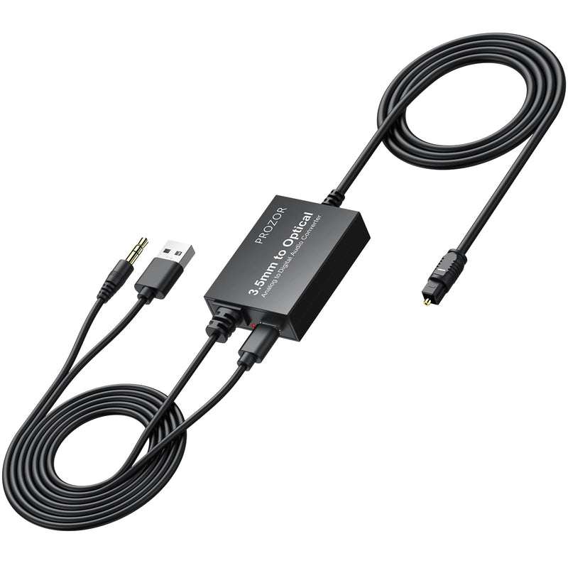 PROZOR 3.5mm to SPDIF Converter Analog to Digital Audio Cable ADC Adapter for Enhanced Sound Toslink Optical Output 3.5mm to Optical Cable for Gaming Consoles Computers and Projectors etc