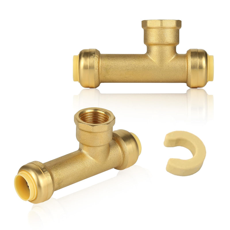2Pcs EFIELD Push fit 1/2"x1/2"x1/2" FNPT Female Slip Tee(PF214-2) 2 1/2"x1/2"x1/2"