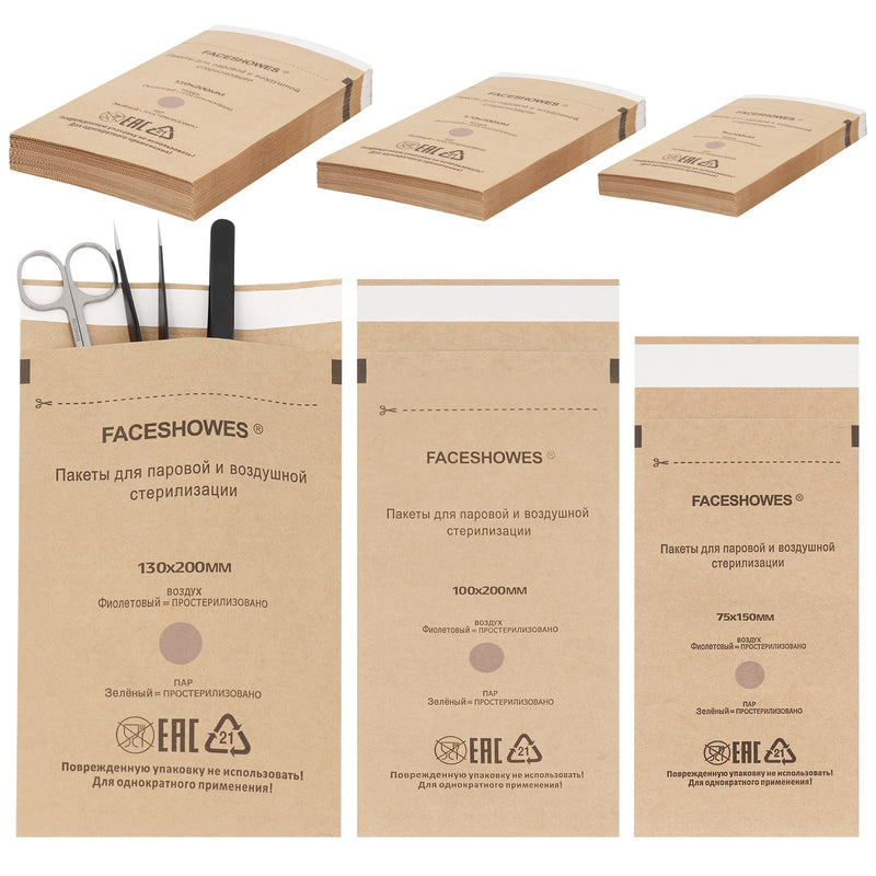 100Pcs Sterilization Pouches, Disposable Autoclave Bags for Manicure Dental Tools (75 * 150MM) 75*150MM