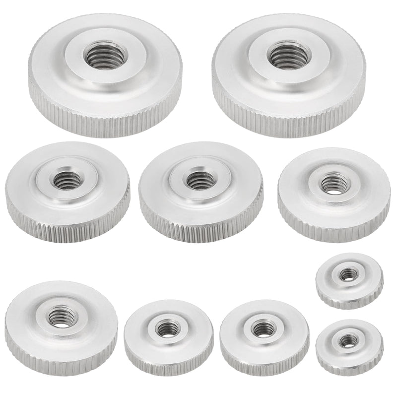 10Pcs 304 Stainless Steel Knurled Thumb Nuts M3 M4 M5 M6 M8 Thin Type Knurled Nut Replacement Part Hand Grip Low Type Knob Nut, DIN 467