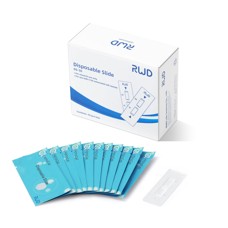 RWD DS-50 High Precision Hemocytometer, Disposable Cell Counter Slides, 10 µl Capacity Digital Hemocytometer Cell Counting Chambers, Fit for RWD C100, Thermo Fisher Countess, Nanoentek EVE(50 Pcs/Box)